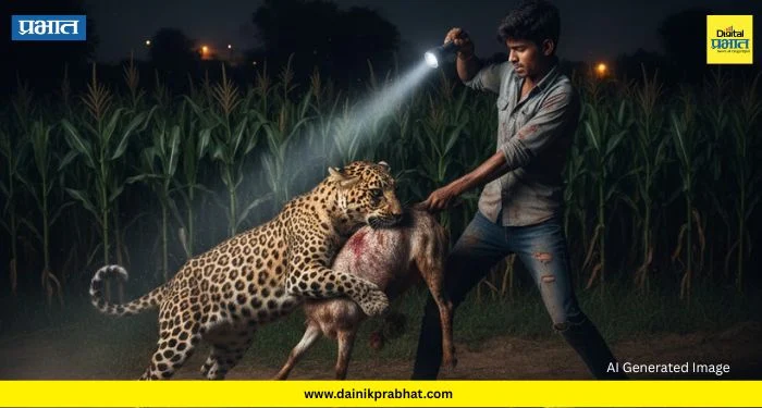 Leopard Attack : बिबट्या विरुद्ध १७ वर्षांचा तरुण! शेळ्या वाचवण्यासाठी काळजाचा ठोका चुकवणारी लढाई..वाचा