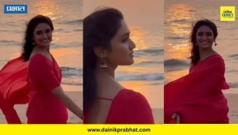Rinku Rajguru : अथांग समुद्र अन्...; 'व्हॅलेंटाईन डे'निमित्त रिंकू राजगुरूचा लाल साडीतील खास अंदाज