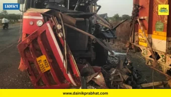 Accident News : बीडमध्ये एसटी बसची ट्रकला धडक; चालक आणि वाहकांसह १३ जण गंभीर जखमी