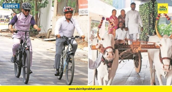 PCMC News : महापालिकेत हायव्होल्टेज ड्रामा! महापौर सायकलवर, तर विरोधक थेट बैलगाडीतून…पाहा काय घडलं?
