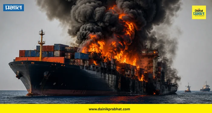Cargo Ship Fire : होर्मुझच्या सामुद्रधुनीजवळ मालवाहू जहाजाला भीषण आग; भारतीय खलाशाचा दुर्दैवी मृत्यू !