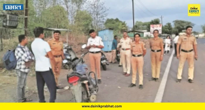 Khalapur Police: खालापूर फाट्यावर पोलिसांची धडक कारवाई! हेल्मेट नसणाऱ्या १०३ जणांना बसला मोठा फटका