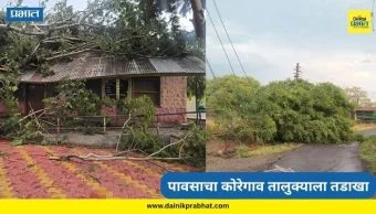 Pusegaon News : वादळी वाऱ्यासह वळीवाच्या पावसाचा कोरेगाव तालुक्याला तडाखा; नागरिकांची धावपळ