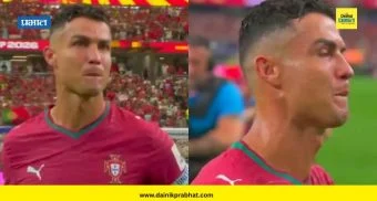 Cristiano Ronaldo Crying : फिफा विश्वचषकाचे स्वप्न भंगल्यानंतर रोनाल्डोला अश्रू अनावर; Video व्हायरल