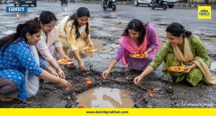 Rakhi To Potholes: “खड्डेराया तूच आमचे रक्षण कर!” आयटीनगरीत लाडक्या बहिणींनी थेट खड्ड्यांनाच बांधली राखी