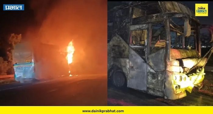 Bus Fire: यमुना एक्सप्रेसवेवर चालत्या बसला भीषण आग ; 9 जणांचा होरपळून मृत्यू