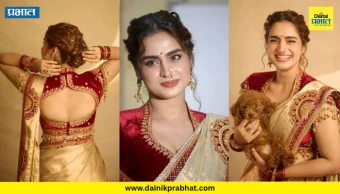 Ayesha Khan : गोल्डन साडी, नथ अन् चंद्रकोर.! गणेशोत्सवासाठी आयेशा खानचा खास मराठमोळा साज, लूक पाहून चाहते घायाळ