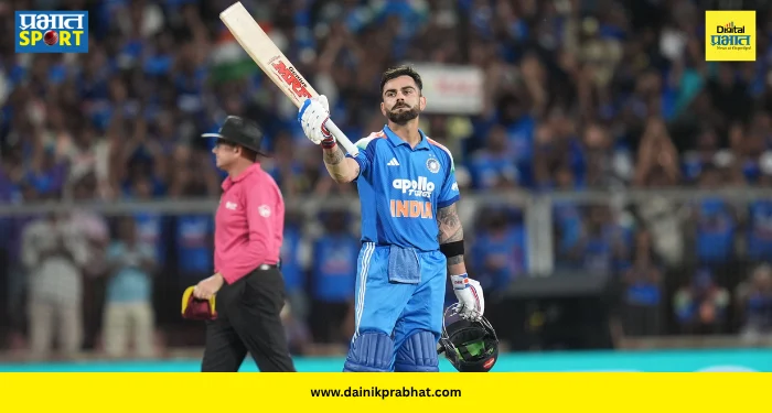 Virat Kohli Century : विराट कोहलीने षटकार ठोकत झळकावलं वादळी शतक! अवघ्या ७४ चेंडूंत ५५ व्या वनडे शतकासह लावली विक्रमांची रांग