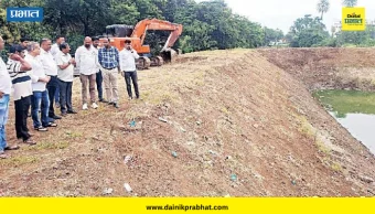 Satara: कृत्रिम विसर्जन तळ्याची पदाधिकाऱ्यांनी केली पाहणी; नगराध्यक्ष अमोल मोहिते व उपनगराध्यक्ष ॲड. डी. जी. बनकर यांच्याकडून आढावा