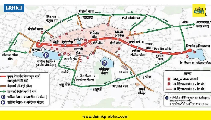 Satara: गणेश विसर्जनासाठी सातार्यातील वाहतुकीत बदल, गुरुवारी सकाळी 10 ते शनिवारी सकाळी 7 वाजेपर्यंत निर्बंध; विसर्जन मार्गावर पार्किंग बंद