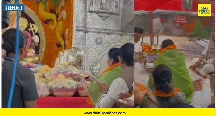 Sunetra Pawar: उपमुख्यमंत्री सुनेत्रा पवार यांच्या हस्ते मुख्य मंदिरात दगडूशेठ गणपतीची आरती