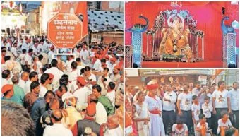 Talegaon Dabhade : दहा तास चालली डीजेमुक्त विसर्जन मिरवणूक; ढोल-ताशा लेझीमच्या गजरात बाप्पाला निरोप