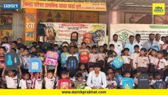 Kharda : दुष्काळाच्या सावटात 'ईएसएल' कंपनी आणि ओंकार साबळे मित्रपरिवाराचा मदतीचा हात; विद्यार्थ्यांना शालेय साहित्याचे वाटप