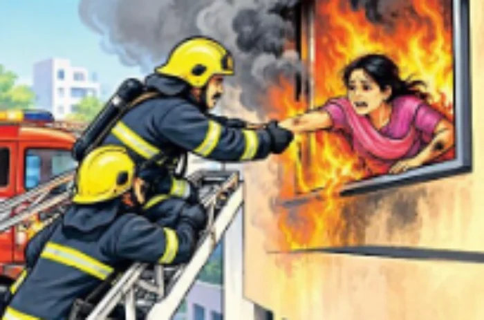 Thergaon : आगीच्या भडक्यात अडकलेल्या आईची धडपड; थेरगावात थरार