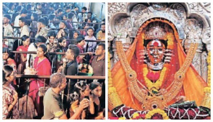 Navratri festival : कार्ला गडावर नवरात्रौत्सवाला प्रारंभ; पहिल्या माळेला रविवारची सुट्टी असल्याने भाविकांची दर्शनासाठी गर्दी