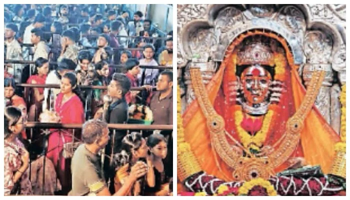 Navratri festival : कार्ला गडावर नवरात्रौत्सवाला प्रारंभ; पहिल्या माळेला रविवारची सुट्टी असल्याने भाविकांची दर्शनासाठी गर्दी