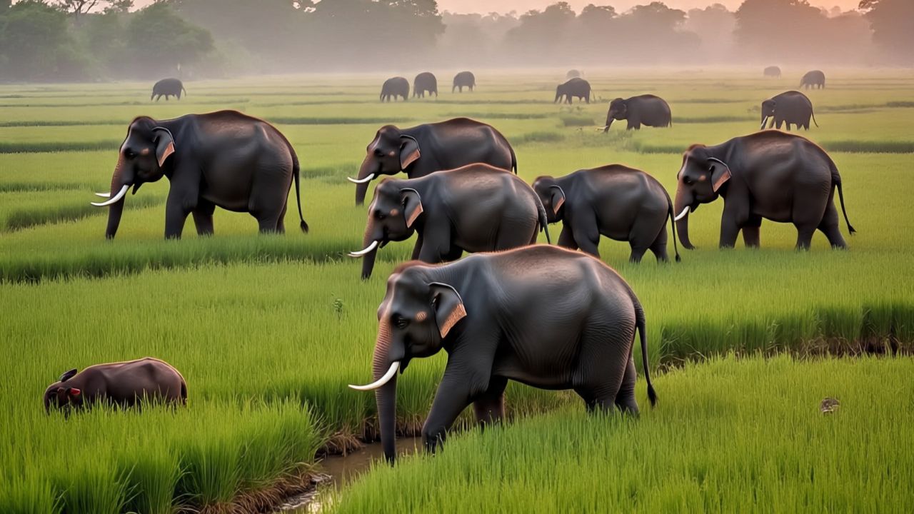 52 हाथियों का खेल! कई गांवों में दहशत का माहौल..धान की फसल को बना रहे निवाला