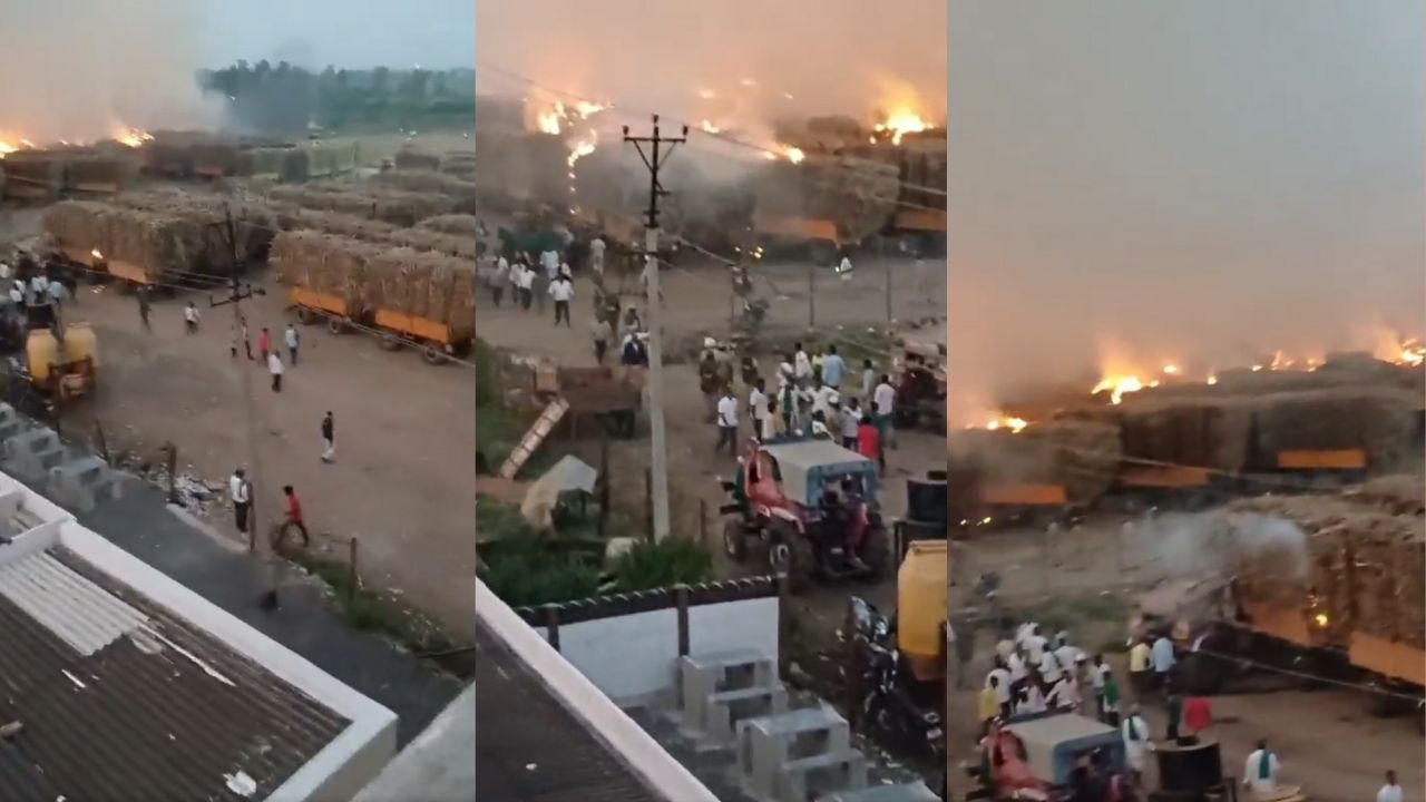 फिर गन्ना किसानों का हिंसक प्रदर्शन, चीनी कारखाने में गन्ने से लदी ट्रॉलियों में आग लगाई… फोर्स तैनात