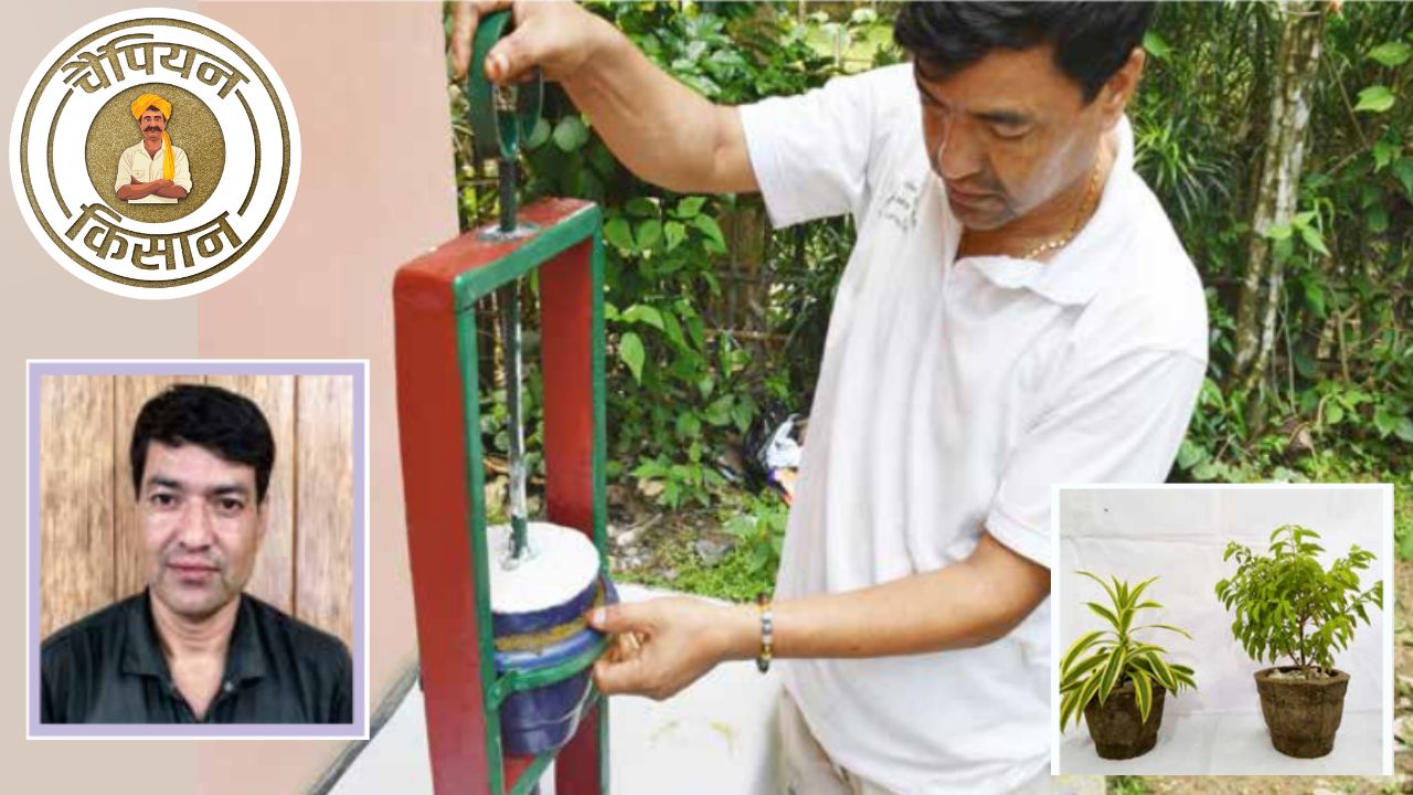 गोबर से गमले बनाकर मशहूर हुए मिलन ज्योति, बिना खर्च वाली प्रेस मशीन से हर दिन बना-बेच रहे 150 गमले