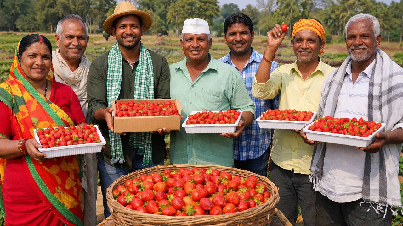 नगली और धान छोड़ अब स्ट्रॉबेरी उगा रहे किसान, आदिवासी जिले में प्रति हेक्टेयर 8 लाख तक हो रहा मुनाफा