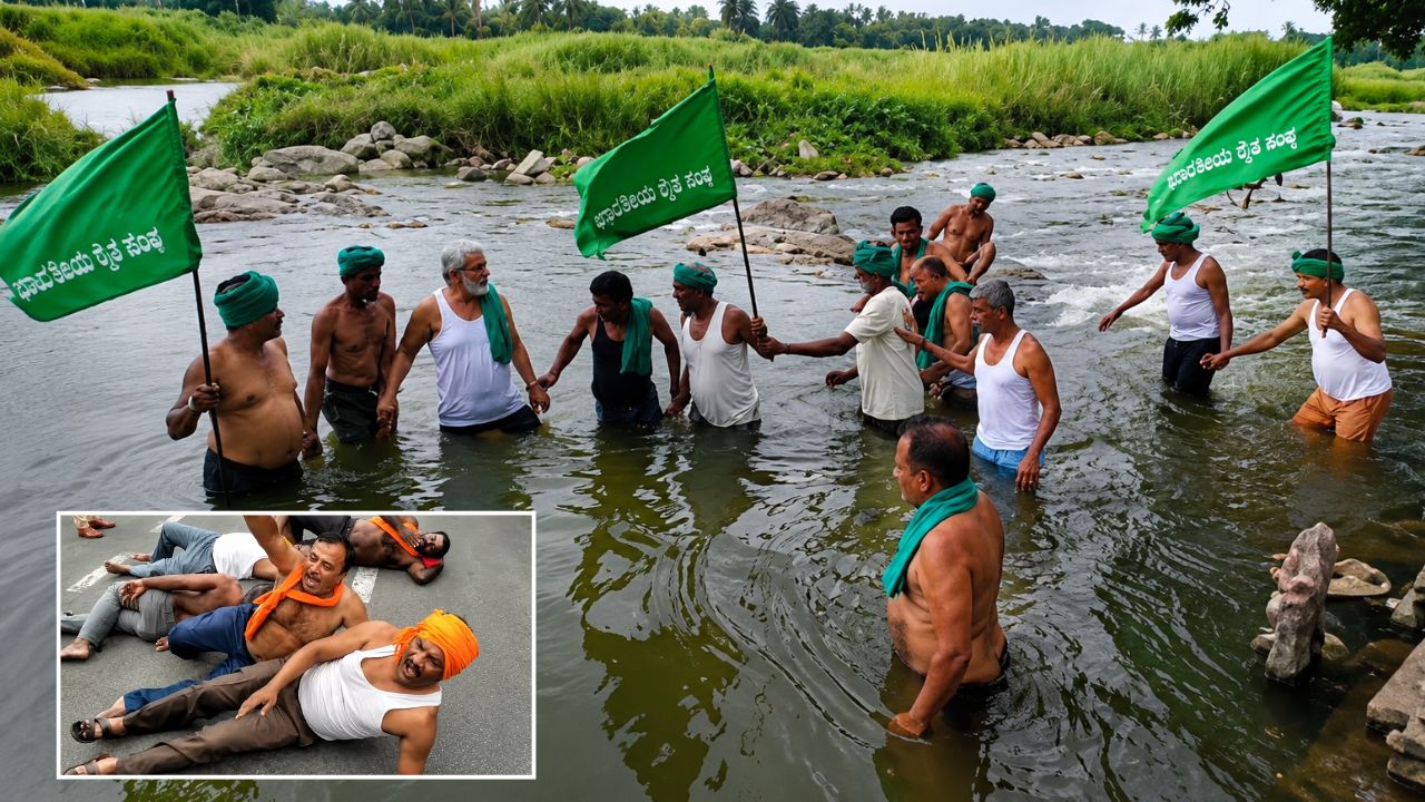 कावेरी जल विवाद ने तूल पकड़ा, किसानों का KRS बांध पर अर्धनग्न प्रदर्शन-नारेबाजी, कई हिरासत में