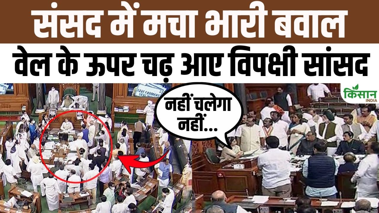 संसद में जोरदार बवाल! विपक्षी सांसदों का हंगामा, वेल में उतरने का Video हुआ वायरल