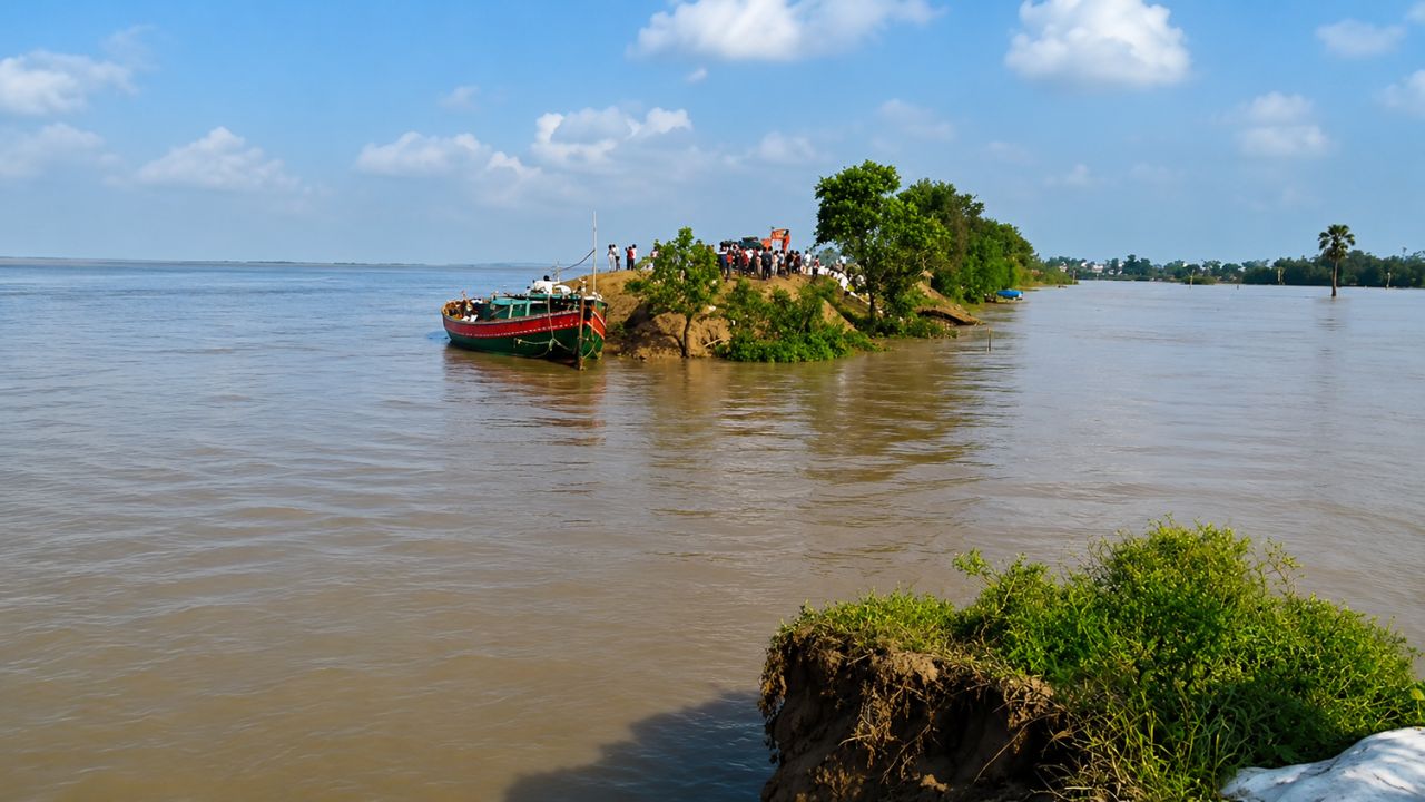 Ganga Embankment Breaches In Bhagalpur Bihar Many Villages Under Flood Risk And Maize Paddy Crops Submerged