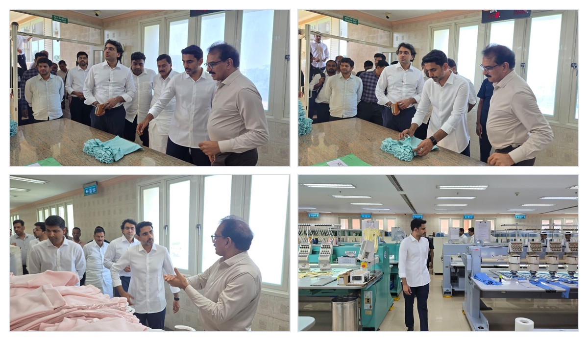 Nara Lokesh visits garment manufacturing unit